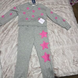 PatPat Gray and Pink Star Pajama Set for Kids